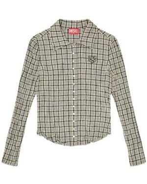 DIESEL Check Shirt With Seersucker Effect - Gray