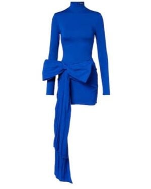 David Koma Bow-Detail Jersey Minidress - Blue