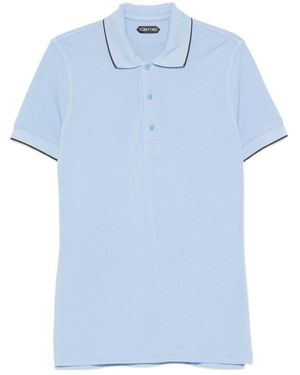 Tom Ford Contrast-Trim Polo Shirt - Blue