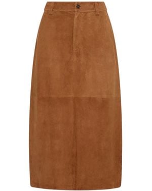 Marella Belted A-Line Skirt - Brown
