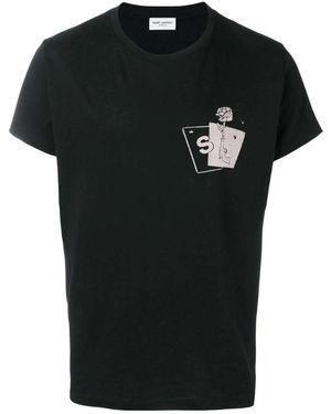 Saint Laurent 'Gun Rose' T-Shirt - Black