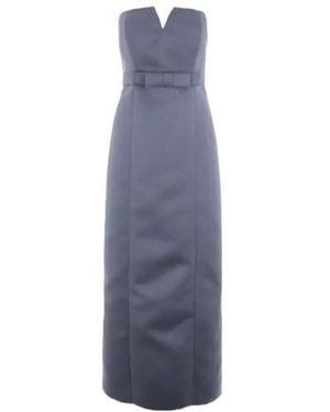 P.A.R.O.S.H. Belted Strapless Maxi Dress - Blue