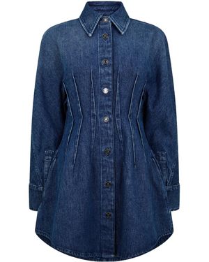 Givenchy Dark Denim Shirt Mini Dress - Blue