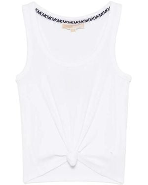 MICHAEL Michael Kors Tie-Front Ribbed Stretch Knit Tank Top - White