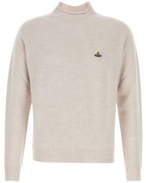 Vivienne Westwood Orb Embroidered Fisherman Sweater - White