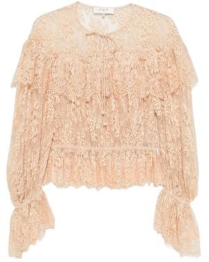 Sea Ruffled Lace Blouse - Natural