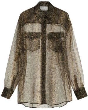 Sportmax All-Over Patterned Long-Sleved Top - Natural