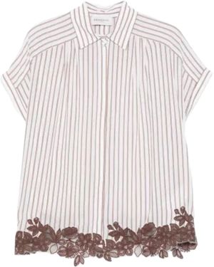 ERMANNO FIRENZE Striped Floral Shirt - White