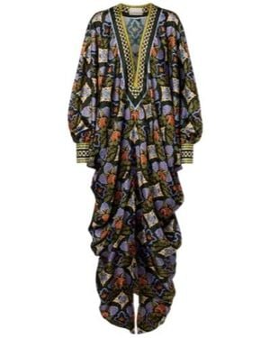 ALÉMAIS Cece Floral Silk Kaftan - Black