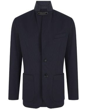 Brioni Wool Milano Jersey Single-Breasted Blazer - Blue