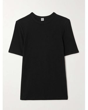 TOTEME Ribbed Stretch-Cotton Jersey T-Shirt - Black