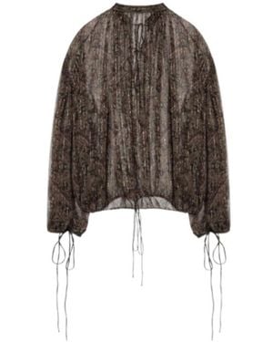 Saint Laurent Paisley Printed Drawstring Top - Brown