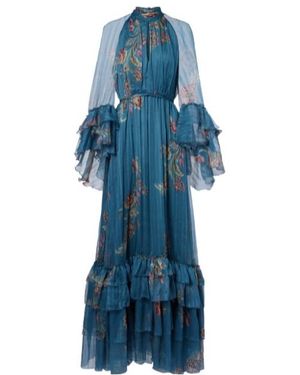 Etro Ruffled Floral-Print Maxi Dress - Blue