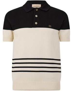 Valentino Shortsleeve Knit Polo Shirt - Black