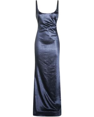 Elisabetta Franchi Bow-Back Satin Maxi Dress - Blue