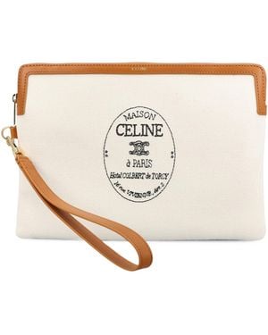 Celine Zipper Clutch - White