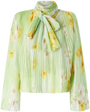 Pinko Pleated Floral Crepon Light Blouse - Yellow