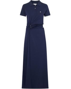 Rabanne Piercing-Detail Polo-Collar Maxi Dress - Blue