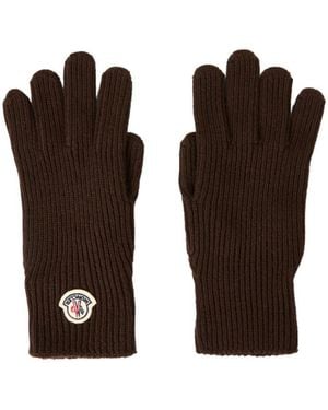 Moncler Ribbed Knitted Gloves - Brown