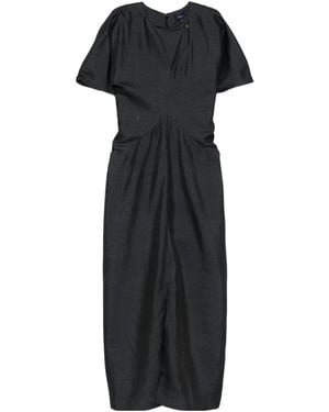 Soeur Pleated Short Sleeve Dress - Black