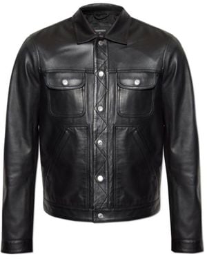 DSquared² Leather Boxy Jean Jacket - Black