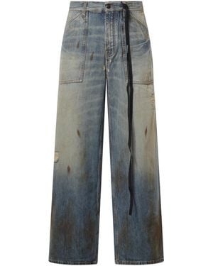 Ann Demeulemeester Distressed Wide-Leg Jeans - Gray