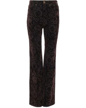 Chloé Chloé Floral Flocked Straight-Leg Velvet Trousers - Black