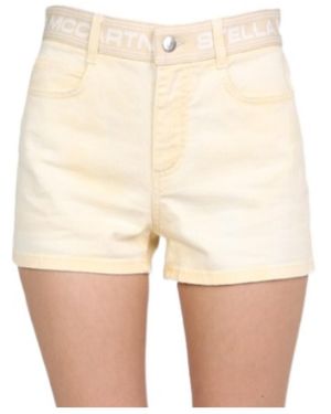 Stella McCartney Logo Waistband Denim Shorts - Natural