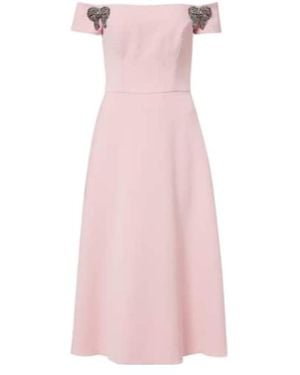 Carolina Herrera Embellished Off-Shoulder Midi Dress - Pink