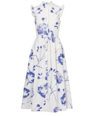 Erdem Floral Cotton Poplin Midi Dress - Blue