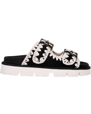 Mou Buckle Fastened Open-Toe Sandals - Black
