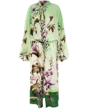 F.R.S For Restless Sleepers F.R. For Restless Sleepers Floral Print Drawstring Long Dress - Green