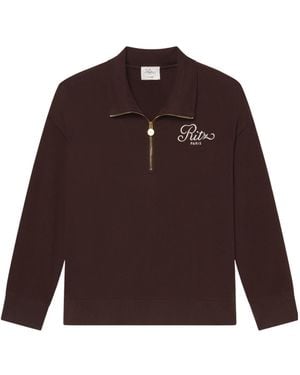 FRAME X Ritz Paris Half-Zip Sweatshirt - Brown