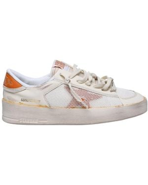 Golden Goose Stardan Distressed-Effect Lace-Up Trainers - White
