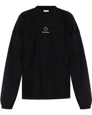 Vetements Embroidered Cotton T-Shirt - Black