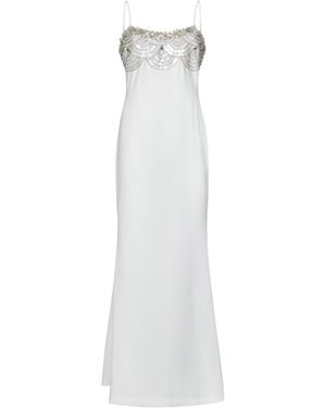 Amen Crystal-Embellishment Crepe Maxi Dress - White