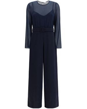 P.A.R.O.S.H. Crêpe Chiffon Jumpsuit - Blue