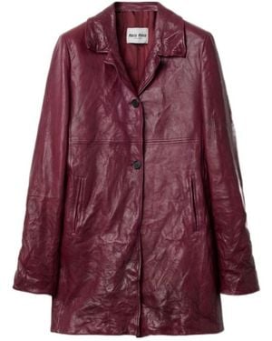 Miu Miu Leather Coat - Purple