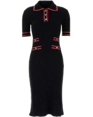 Alessandra Rich Short-Sleeved Knitted Dress - Black