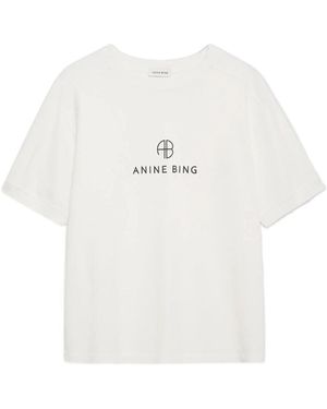 Anine Bing Round Neck Short Sleeve T-Shirt - White