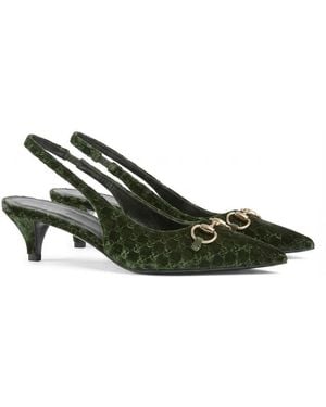 Gucci Slingback Pump With Horsebit, Size 35 It - Green