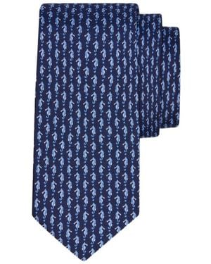Ferragamo Seahorse Print Silk Tie - Blue