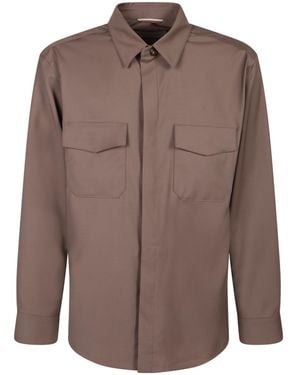 Canali Overshirt Wool Shirt - Brown