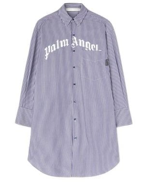 Palm Angels Logo Printed Striped Midi Dress - Purple