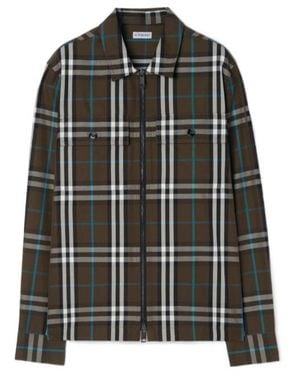 Burberry Check Cotton Overshirt - Black
