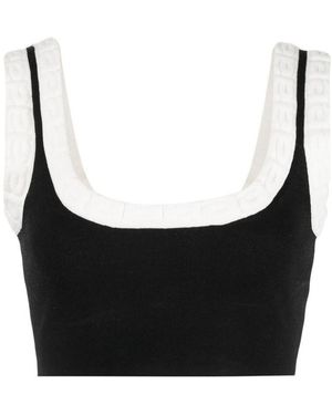Alexander Wang Logo-Jacquard Trim Cropped Top - Black