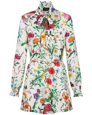 Gucci Printed Twill Dress - White