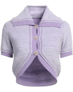 Jacquemus Knit Shortsleeve Vneck Cardigan - Purple