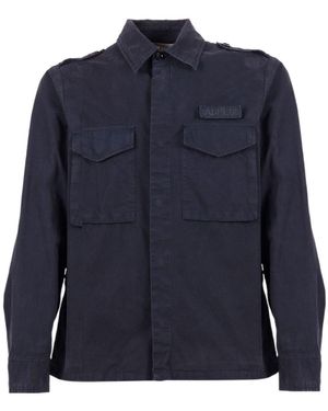 Aspesi Patchwork Long-Sleeved Shirt - Blue
