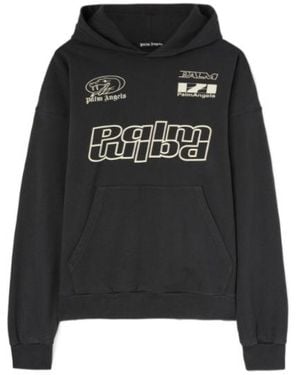 Palm Angels Long-Sleeved Hooded Sweatshirt - Black
